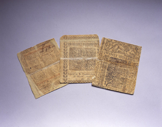 Paper currency with leaf printing, for Pennsylvania and Delaware