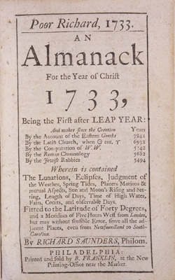 Poor Richard, 1733: An Almanack For the Year of Christ 1733 . . .