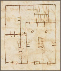 Floor plan of Franklin Court, ca. 1765