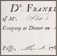 Invitation to dinner at Passy, 1783